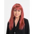 Red Color Straight Cut Long Party Wig Fake Hair