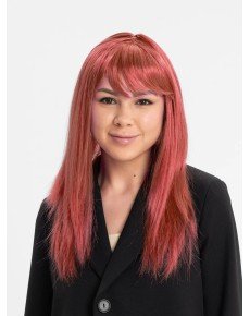 Red Color Straight Cut Long Party Wig Fake Hair