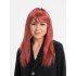 Red Color Straight Cut Long Party Wig Fake Hair