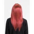 Red Color Straight Cut Long Party Wig Fake Hair