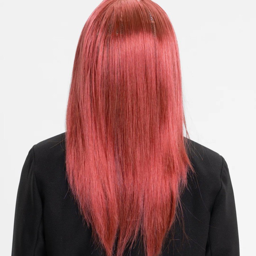 Red Color Straight Cut Long Party Wig Fake Hair