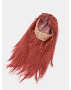 Red Color Straight Cut Long Party Wig Fake Hair