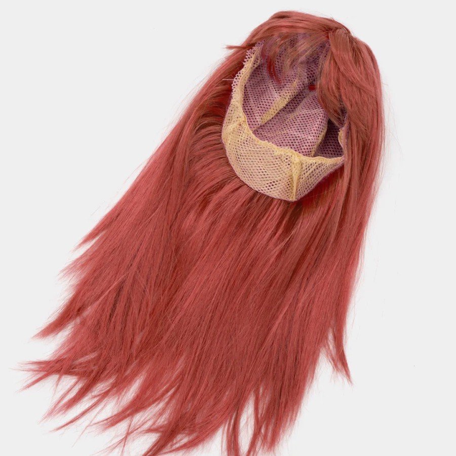 Red Color Straight Cut Long Party Wig Fake Hair