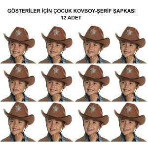 Cowboy Sheriff Hat Brown 12 Pieces - Costume, Party and Show Hat