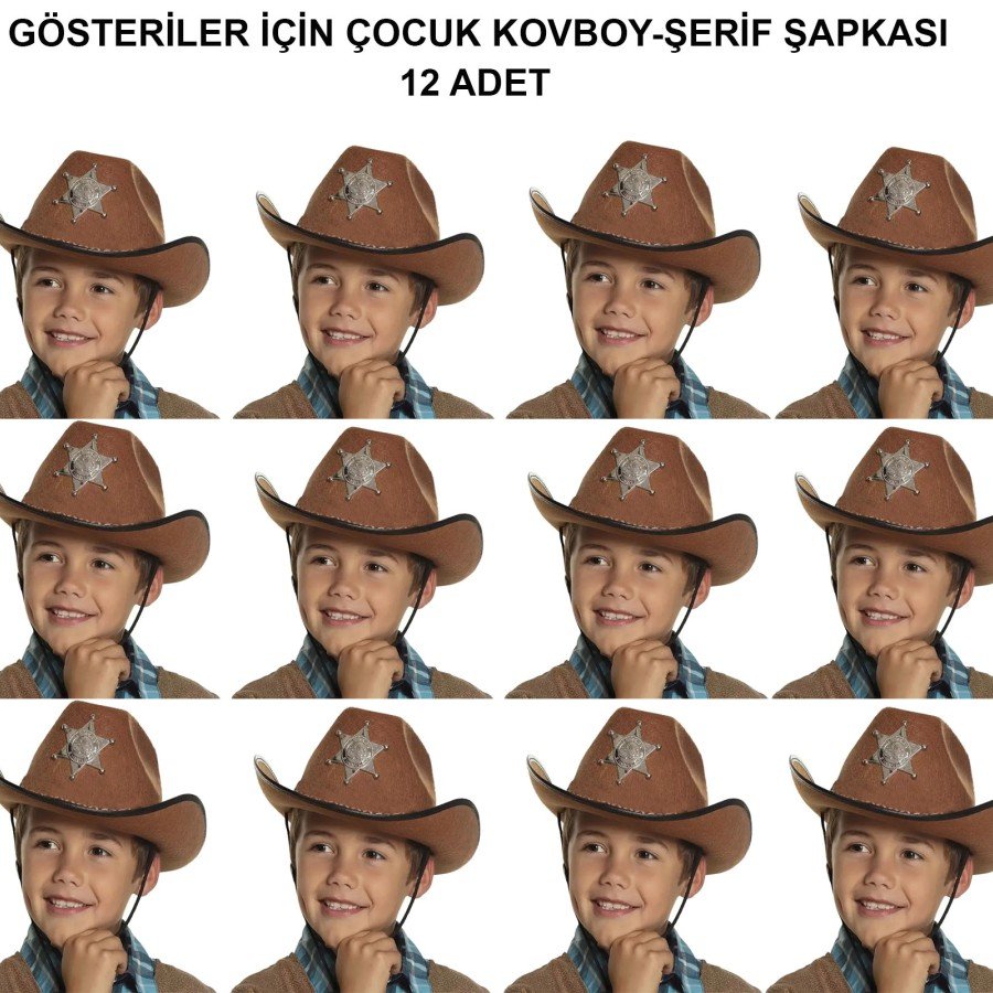 Cowboy Sheriff Hat Brown 12 Pieces - Costume, Party and Show Hat