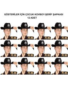 Cowboy Sheriff Hat Black 12 Pieces - Costume, Party and Show Hat