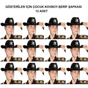 Cowboy Sheriff Hat Black 12 Pieces - Costume, Party and Show Hat