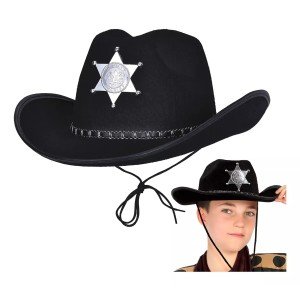 Cowboy Sheriff Hat Black 12 Pieces - Costume, Party and Show Hat