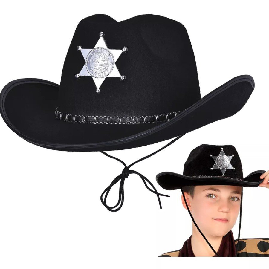 Cowboy Sheriff Hat Black 12 Pieces - Costume, Party and Show Hat
