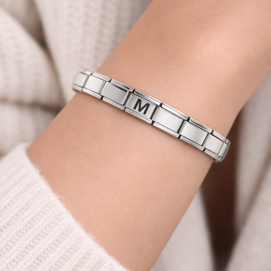 Letter M Steel Bracelet – Personalized Initial Bracelet – Stainless Steel Elegant Bracelet Letter M Steel Bracelet – Personalized Initial Bracelet – Stainless Steel Elegant Bracelet