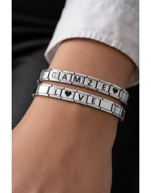 Customizable Steel Bracelet - Stainless Steel Bracelet with Lettered Charm Module - Special Design with Name Written