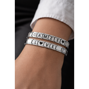 Customizable Steel Bracelet - Stainless Steel Bracelet with Lettered Charm Module - Special Design with Name Written