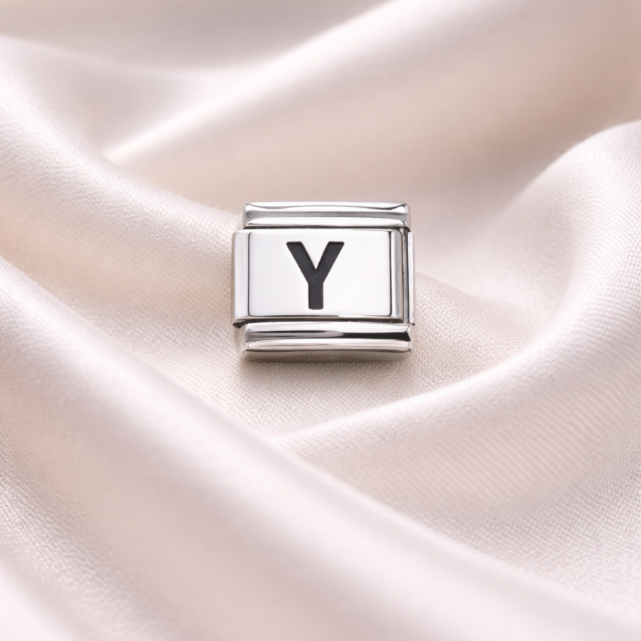 Nomination Bracelet Compatible Letter Y Charm – Stainless Steel Letter Module – Personalized Bracelet Accessory