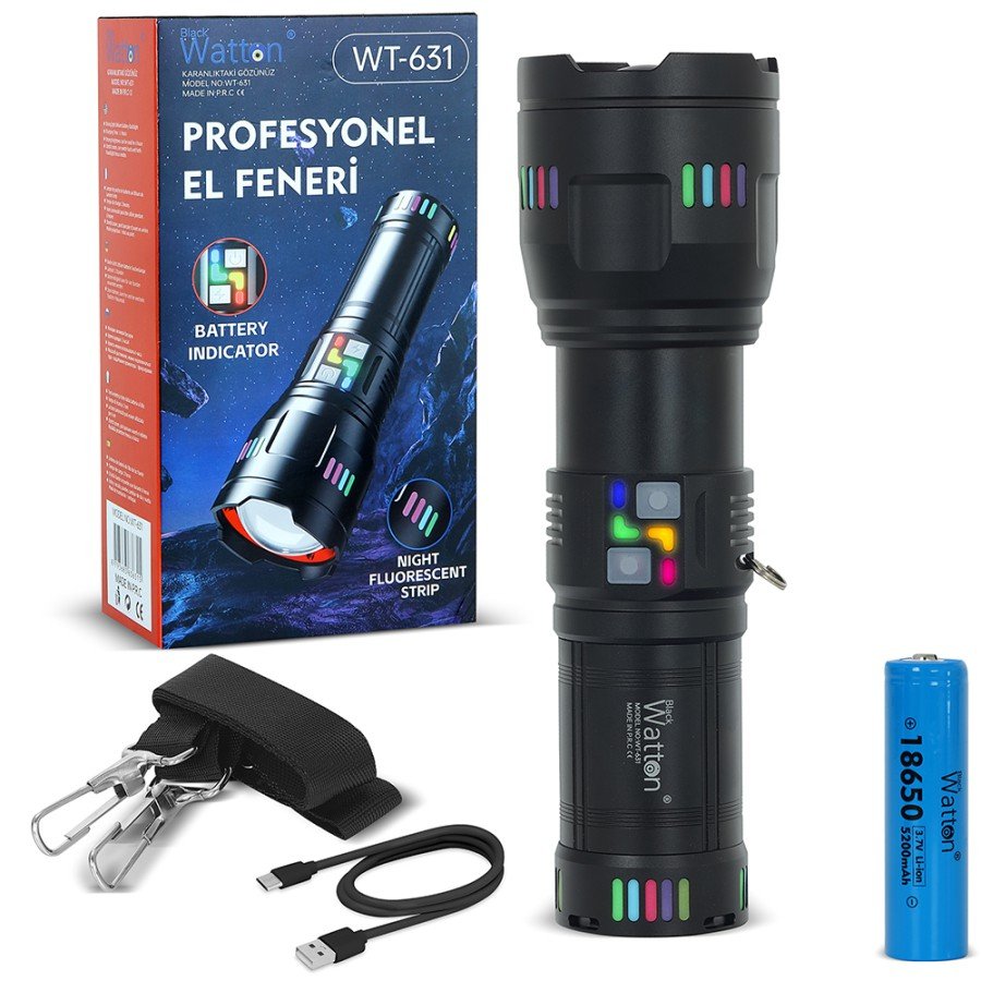 Professional Flashlight with Laser Effect 30,000 Lumen WT-631