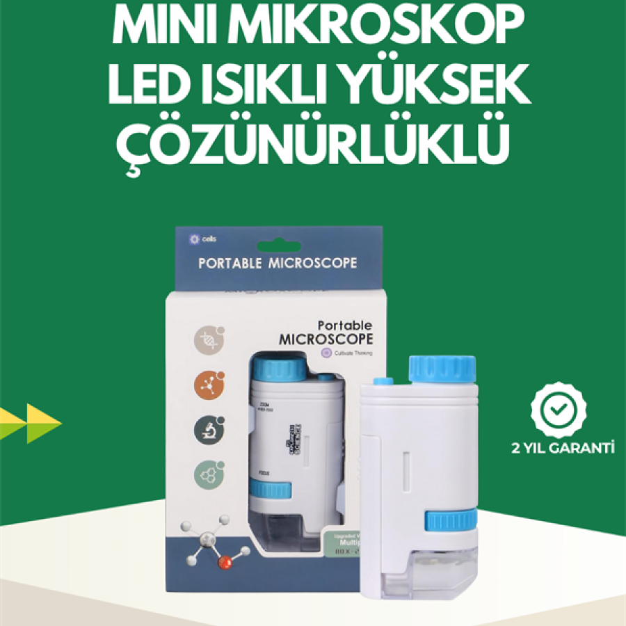 Pocket Microscope with LED Illumination and 80–200x Magnification