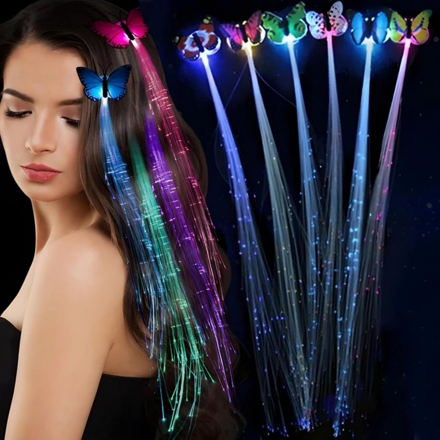 Led Fiber Optic Illuminated Butterfly Hair Clip 1 Piece