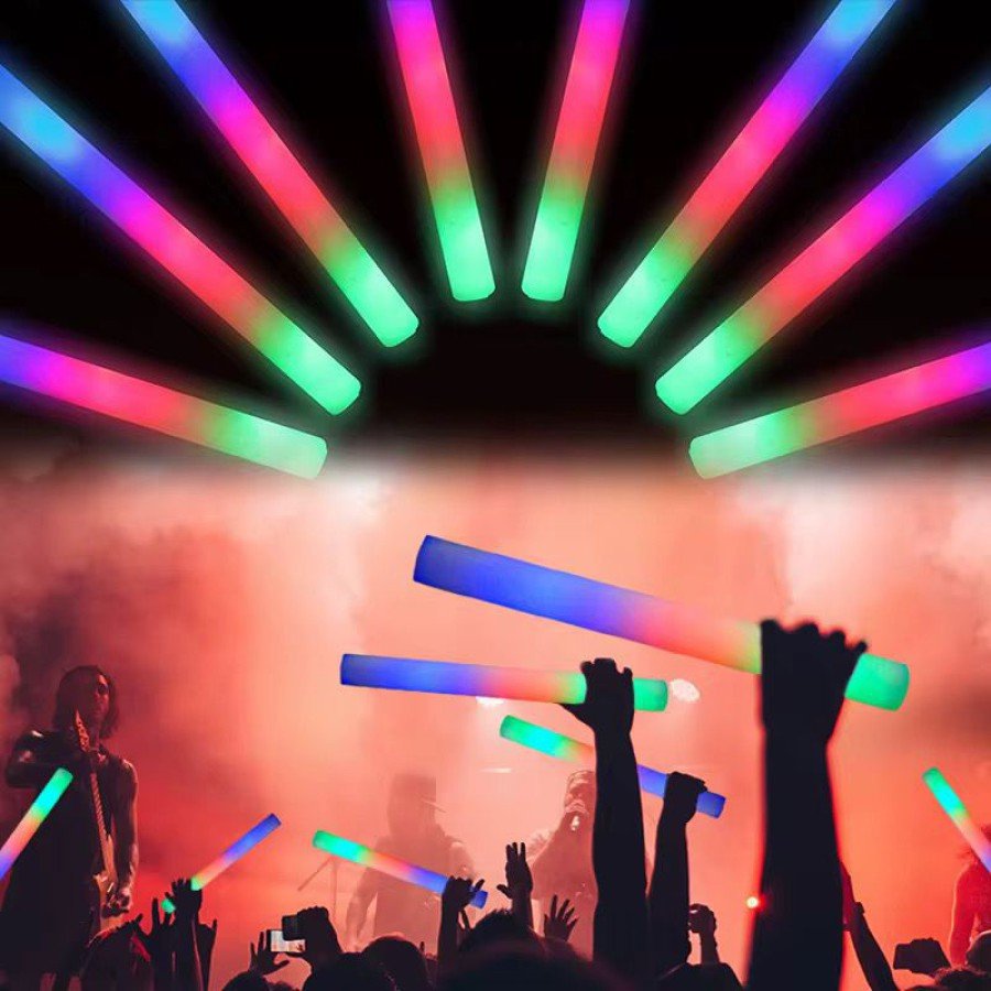 Rubber Illuminated Sponge Party Stick with LED Lights (6 Pieces) - 46 cm