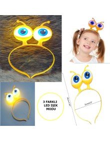 Alien Eye Party Crown with Led Light & Battery Powered Lighting in 3 Different Modes Yellow Color 18x12 cm