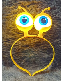 Alien Eye Party Crown with Led Light & Battery Powered Lighting in 3 Different Modes Yellow Color 18x12 cm