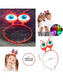 Alien Eye Party Crown with Led Light & Battery Powered Lighting in 3 Different Modes Red Color 18x12 cm