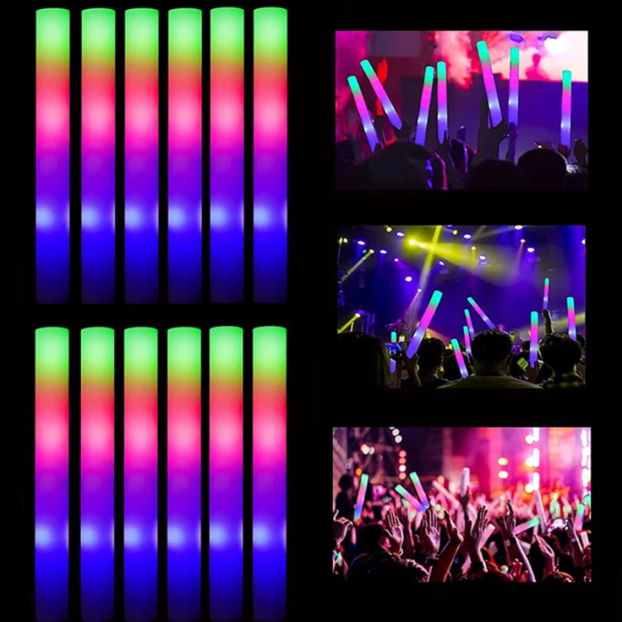 LED Lighted Colorful Sponge Party Stick Illuminated Rubber Stick 46 cm 12 Pieces LED Lighted Colorful Sponge Party Stick Illuminated Rubber Stick 46 cm 12 Pieces