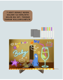 Decorative LED Writing Board – Erasable, with Neon Pen, Ideal for Planning and Reminding