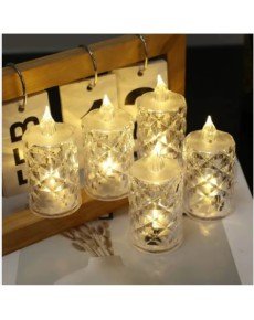 Led Candle Transparent Crystal LED Candle Battery Operated Flameless Tea Candle Wedding Birthday Ambient Light Mini