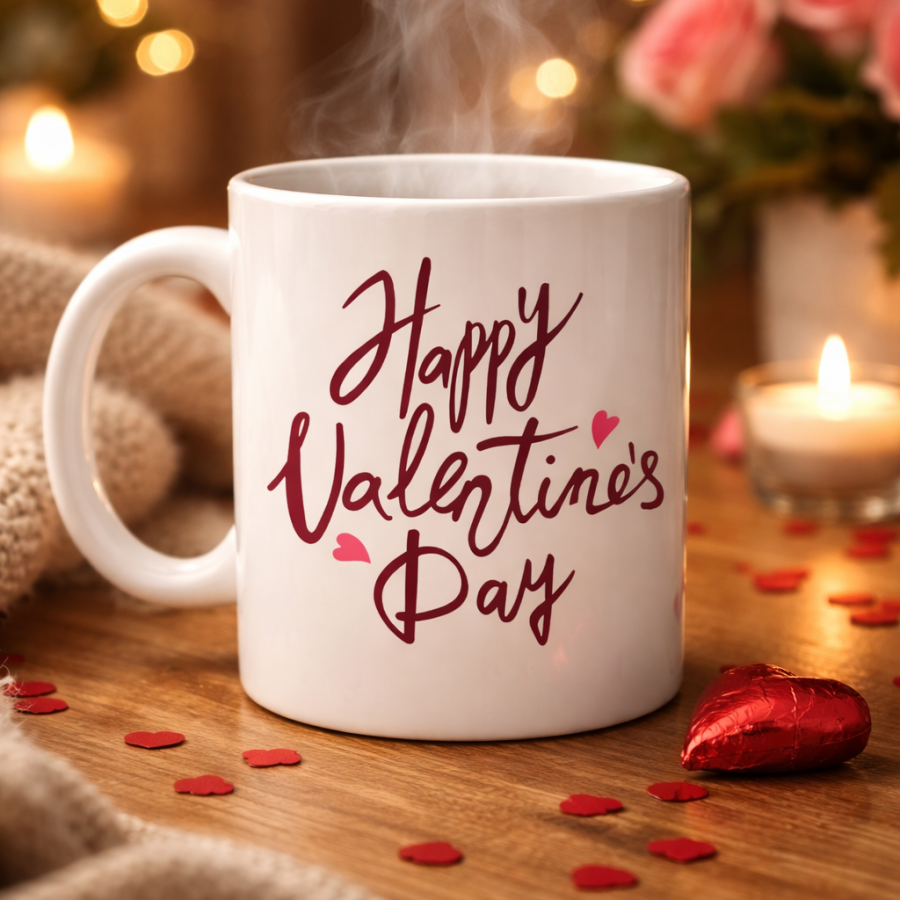 Happy Valentine s Day Printed Porcelain Mug Model 2 – Valentine s Day Special Design