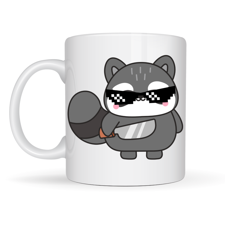 Cool Raccoon Designed Porcelain Mug MODEL 82 – Fun, Charismatic and Attractive Coffee Cup