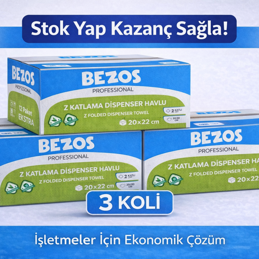 Professional Z-Fold Dispenser Towel 2 Layer 100 Cellulose 20x22 cm 3 Boxes (36 Packs)