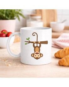 Cute Monkey Patterned Porcelain Mug MODEL 73 – Fun Design, Coffee & Tea Cup