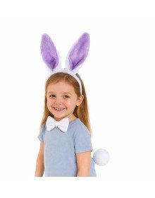 Lilac Purple Rabbit Ear Bow Tie Tail Party Set of 3
