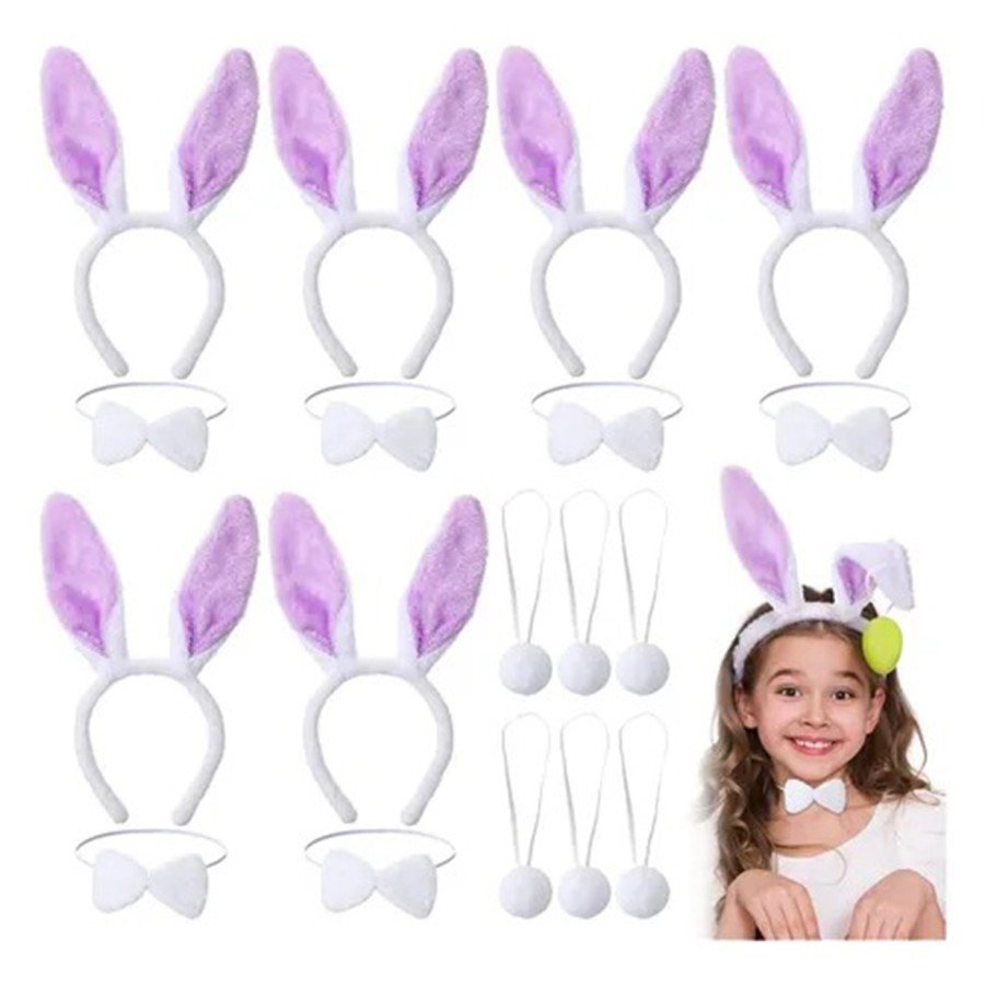 Lilac Purple Rabbit Ear Bow Tie Tail Party Set of 3