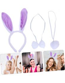 Lilac Purple Rabbit Ear Bow Tie Tail Party Set of 3