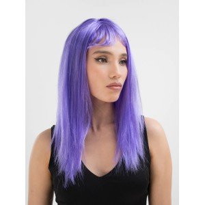Lilac Color Long Straight Party Wig