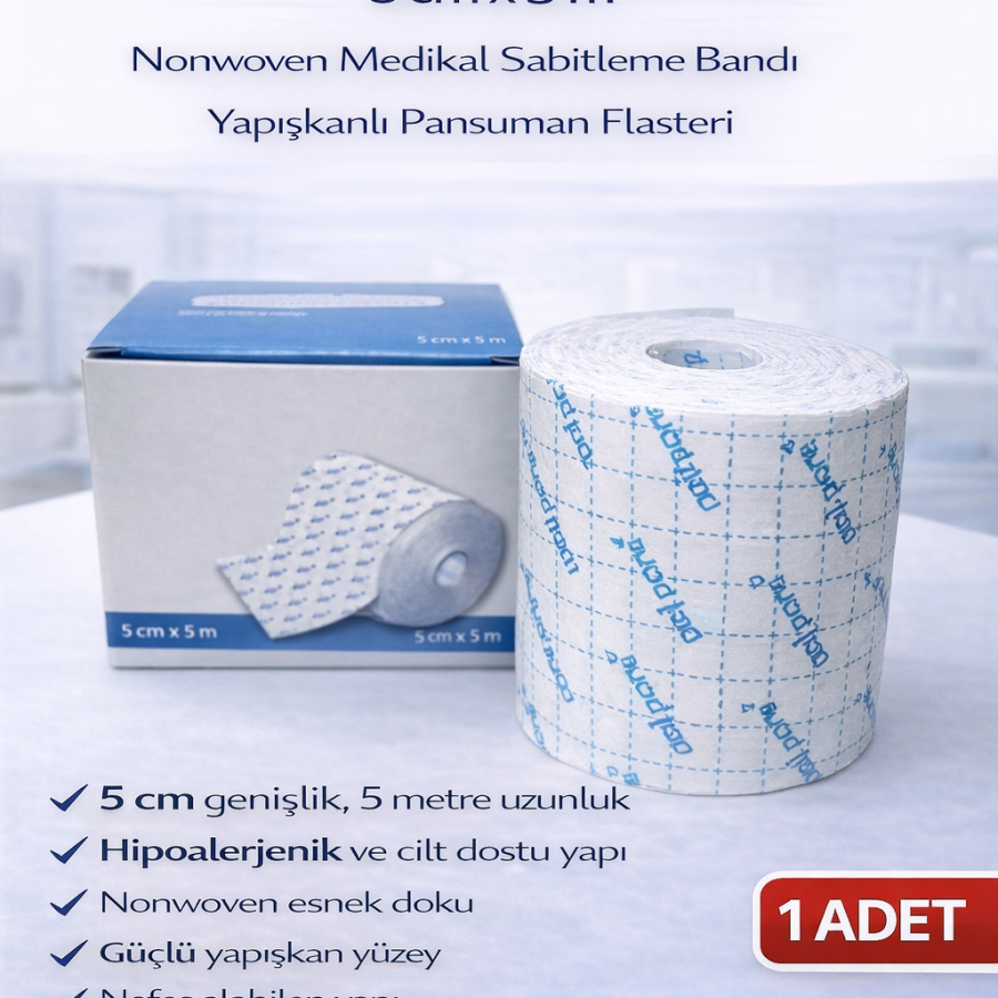 Hypoallergenic Fix Patch 5 cm x 5 m Nonwoven Medical Fixation Tape Adhesive Dressing Patch Hypoallergenic Fix Patch 5 cm x 5 m Nonwoven Medical Fixation Tape Adhesive Dressing Patch