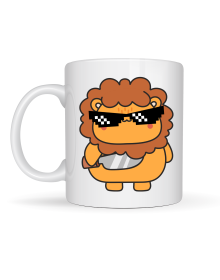 Porcelain Mug with Cool Lion Figure MODEL 94 – Fun Design Special Mug for Office & Home