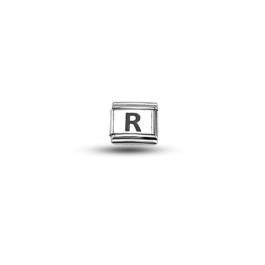 Nomination Compatible “R” Letter Charm – Steel Bracelet Module, Personalized Letter Accessory