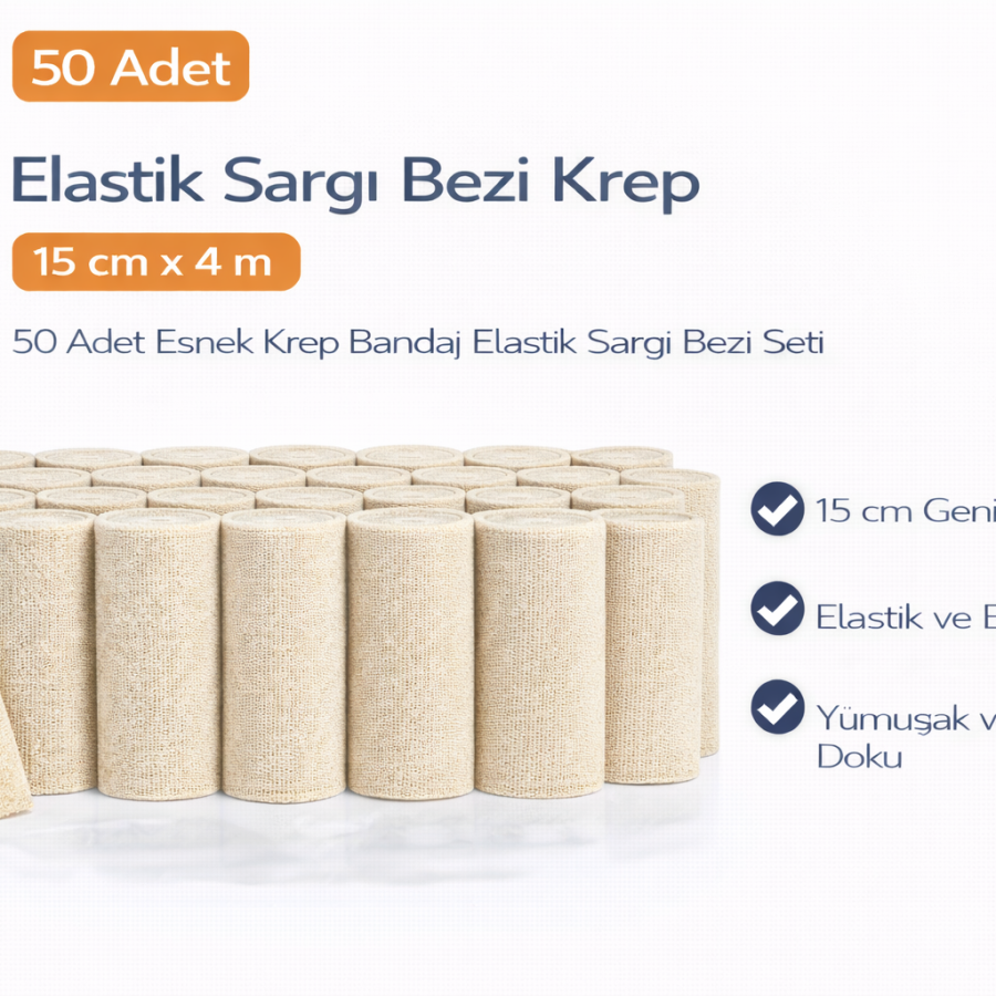 Elastic Bandage Crepe 15 cm x 4 m 50 Pieces Flexible Crepe Bandage Elastic Bandage Set