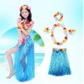 Luau Aloha Hawaii Party Skirt Crown and Bracelet Set Blue