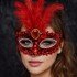 Luxury Red Feather Stone Ball Mask