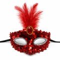 Luxury Red Feather Stone Ball Mask