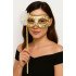 Luxury Stoned Handle Masquerade Mask White Color 35 cm