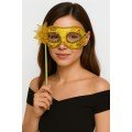 Luxury Stoned Handle Masquerade Mask Gold Color 35 cm