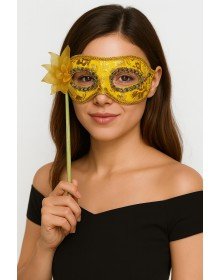 Luxury Stoned Handle Masquerade Mask Gold Color 35 cm