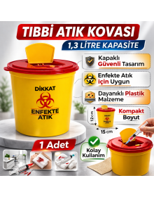 Medical Waste Bucket 1.3 Liter 1 Medical Waste Box with Lid Infected Waste Bucket