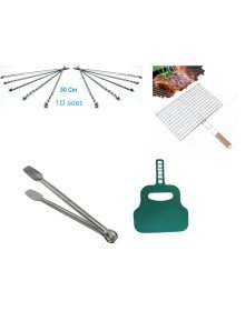 Barbecue Set (Tongs - Skewers - Grill - Fan)