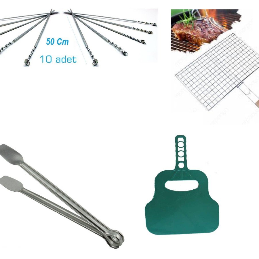 Barbecue Set (Tongs - Skewers - Grill - Fan) Barbecue Set (Tongs - Skewers - Grill - Fan)