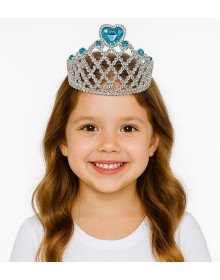 Silver Color Queen Crown Princess Crown with Blue Heart