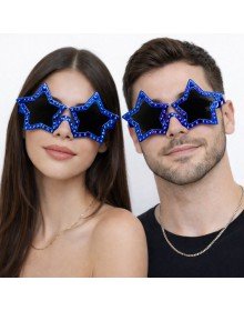 Blue Color Disco Star Retro Party Glasses 16X7 cm